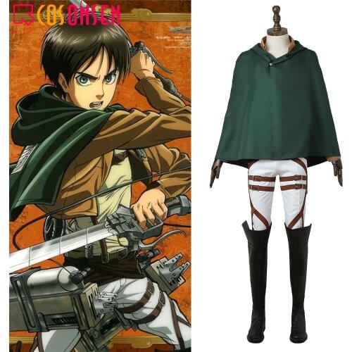 Attack on Titan Eren Yeager Cosplay Costume Eren Uniform Carnival Full Set Custom Made Cosplayonsen