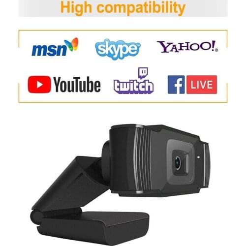 VODOOL 12MP Rotatable USB Webcam for Video Live Laptop Desktop Computer Accessory Adjustable Web Camera with Microphone