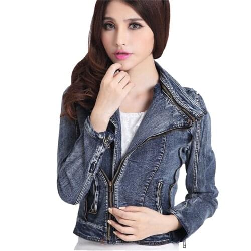 Spring autumn new Korean womens retro denim clothing fashion casual denim jacket female slim denim jackets female long sleeve