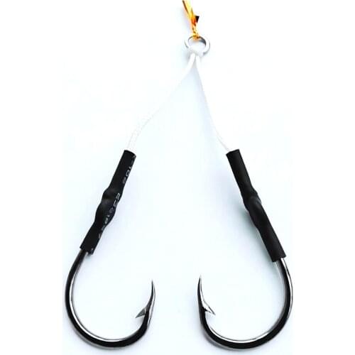 Jigging Hook Fishing Assist Double Hooks Stainless Steel with Metal Jig Ring PE line Fishing Accessories Saltwater Fishhooks