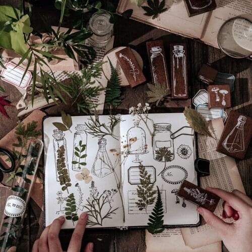 Vintage Glass test tube Plant records decoration stamp wooden rubber stamps for scrapbooking stationery DIY craft standard stamp