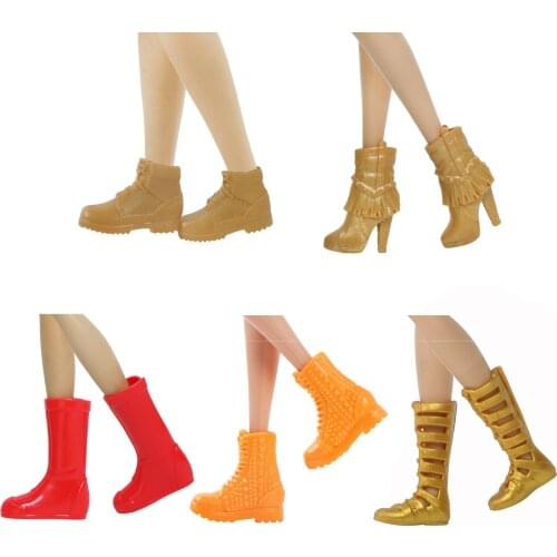 High Quality Doll Shoes 5 Pairs/Pack Princess Dinner Party Wear Boots High Heels Shoes for Barbie Doll 12'' Accessories DIY Toys