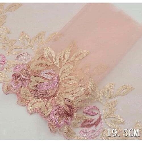 2Yards Lake Blue Flowers Embroidery Lace Trim Mesh Net For Lingerie Bra Underwear Dolls Dress Clothes Skirts Sewing Fabrics