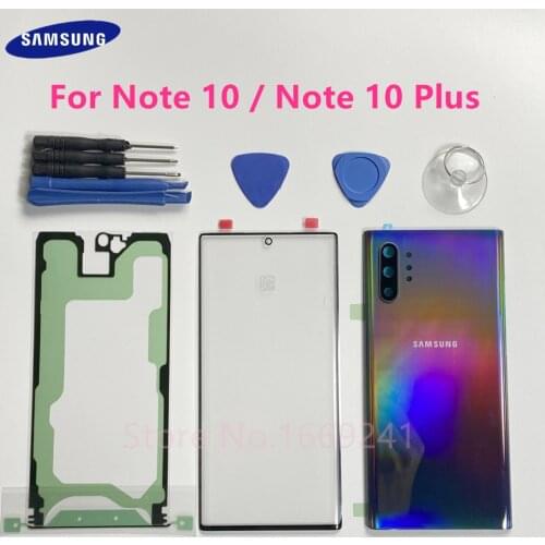 Front Screen Glass Lens + Battery Back Cover Door Rear Housing Case For Samsung Galaxy Note 10 N970F NOTE10+ Plus N975F Parts