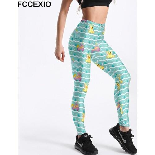 FCCEXIO Push Up High Waist Women Fitness Pants Fashion Christmas Bear Print Sexy Slim Xmas Leggings Женские штаны Noel Leggings