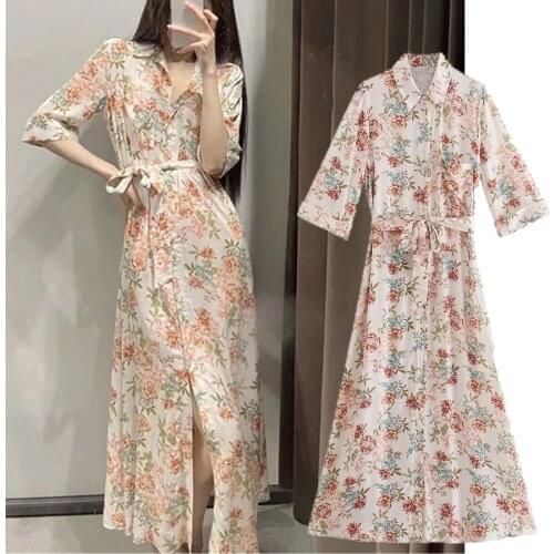 Jenny&Dave Dress Women De Fiesta De Noche Indie Folk Vintage Bohemian Floral Printing Sashes Long Dresses Summer Vestidos
