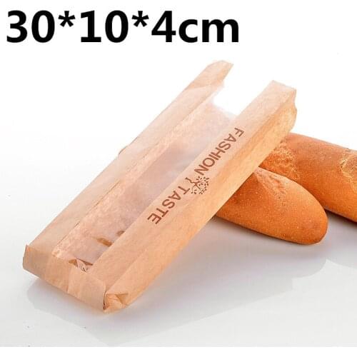 100pcs/lot 30x10x4cm fashion taste kraft paper packaging bags French bread bags DIY baking bag