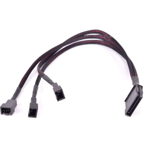 12V 15Pin SATA 1 to 3 / 4 / 6 Ports 3Pin Fan Power supply Cable SATA to Multi 3 Pin PWM cable with Sleeved 22AWG
