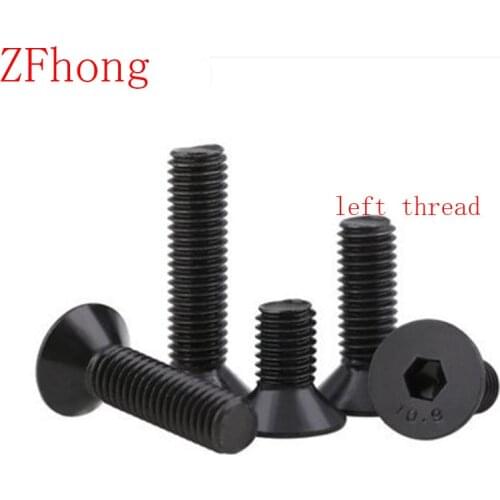 20pcs DIN7991 M5*10/12/16/20/25/30 Steel with black left thread flat countersunk socket head machine screw