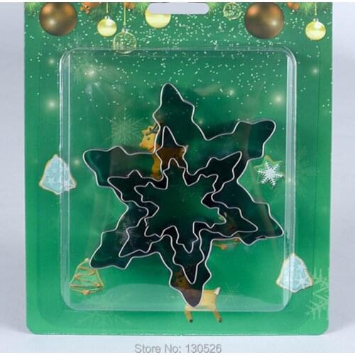 3Pcs New Christmas Snowflake Shape Mold for Cookies Stainless Steel Biscuit Mould Cake Pastry Bakeware Kitchen Accessories