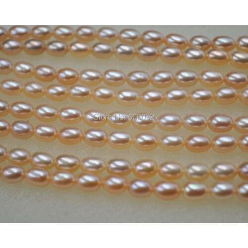 AAA wholesale 5 strands 5-6MM pink rice freshwater pearl