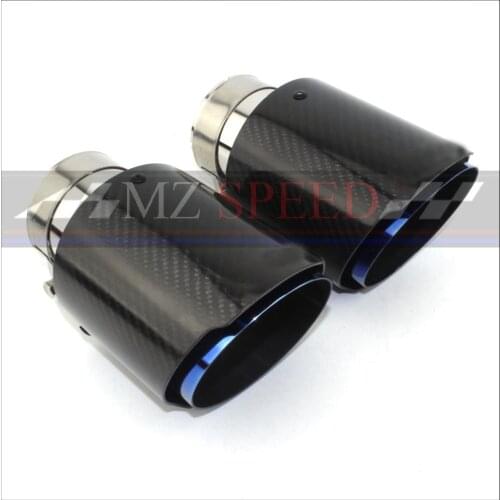 1pcs Accessories Suitable for BMW E46 E60 E90 exhaust pipe tail throat straight edge gloss +blue muffler tail pipe