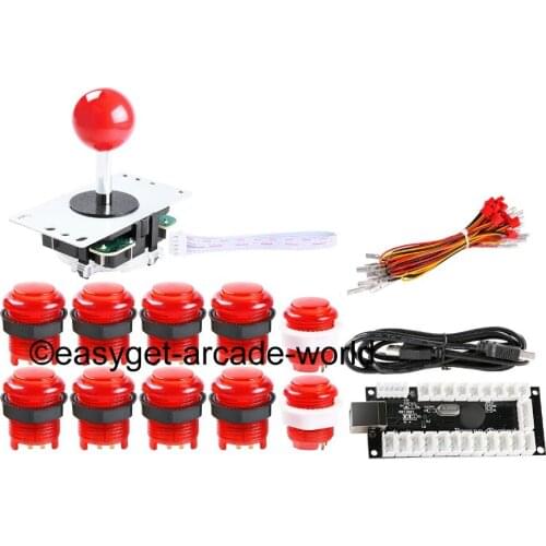Arcade DIY Kits Parts USB Encoder To PC 5 Pin 8 Way Arcade Joystick + 10 x LED Illuminated Button To Arcade Sticks USB Connector