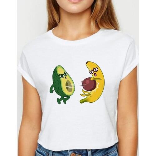 Avocado And Banana T-shirts Kawaii Spring Summer vestidos T shirt Women Prevalent Easy Matching Womens shirt O-Collar Tshirt