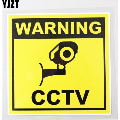 YJZT 12.2CM×12.2CM Car Sticker Fun Warning CCTV Work Caution Decal PVC 12C-0392