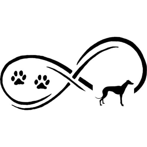 17.7*8.9CM Greyhound Dog Eternity Paw Print Car Stickers Fashion Vinyl Decal Car Styling Decoration Black/Silver S1-0696