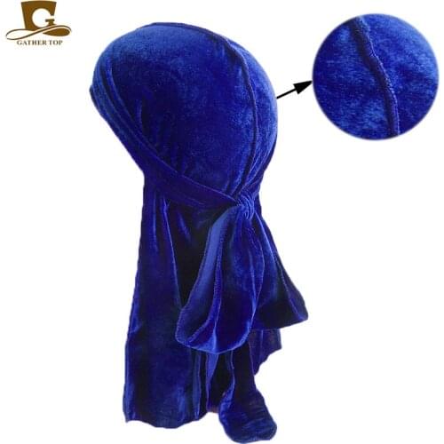 50 pcs/lot Unisex Men Women Breathable Bandana Hat velvet Durag long tail headwrap chemo cap