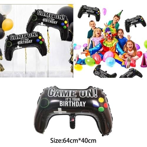 Big Video Game Controller Aluminum Foil Black Balloon Rocket Astronaut Boy Kid Toy Birthday Party Baby shower Decoration