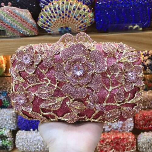 Elegant White Crystal Clutch Purse Wedding Red Rhinestone Women Evening Clutch Bags Ladies Party Handbags Female Mini Prom Bags