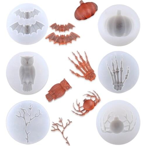 Halloween Bat Owl Spider Skeleton Liquid silicone mold DIY resin jewelry pendant necklace pendant mold resin molds for resin