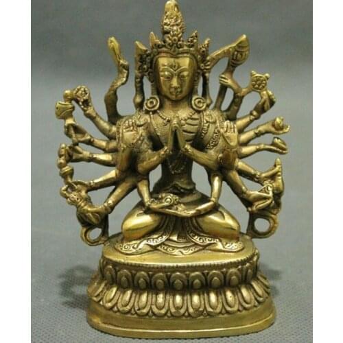 CHINA Tibetan Buddhism copper Buddha avalokiteshvara exorcism AS505