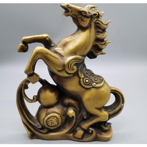 Chinese Collect Brass Sculpture Get Rich Good Luck Horse Metal Crafts Home Decoration#3