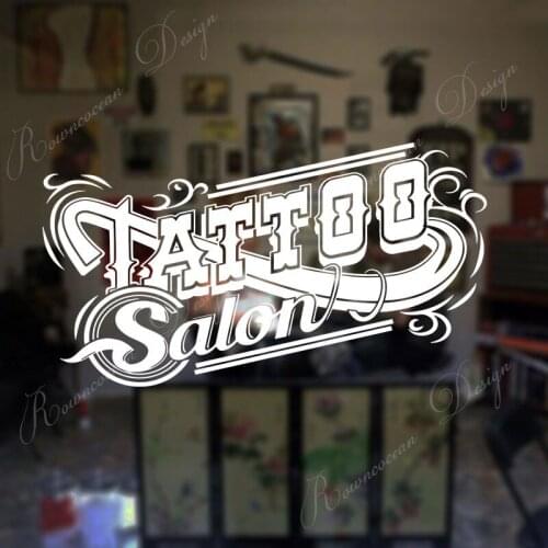 Creative Design Tattoo Salon Sign Window Decals Tattoo Studio Logo Wall Sticker Vinyl Interior Decor Room Wallpaper Murals 4213
