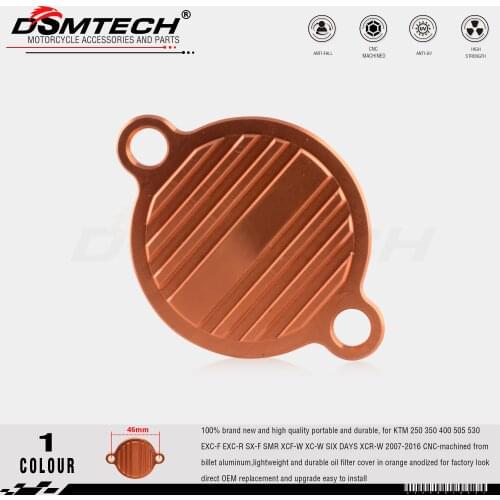 DSMTECH Engine Oil Filter Cover Cap For KTM 250 350 400 505 530 EXC-F EXC-R SX-F SMR XCF-W XC-W SIX DAYS XCR-W 2007-2016