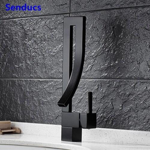 Fashion Bathroom Water Faucet Solid Brass Material Single Handle Hot and Cold Bathroom Sink Mixer Ceramic Valve High Quality Tap