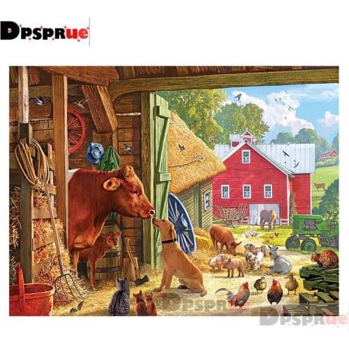 Dpsprue Full Square/Round Diamond Painting Kit Cross Stitch Cow dog Animal Diamond 3D Embroidery DIY 5D Moasic Gift Dp219