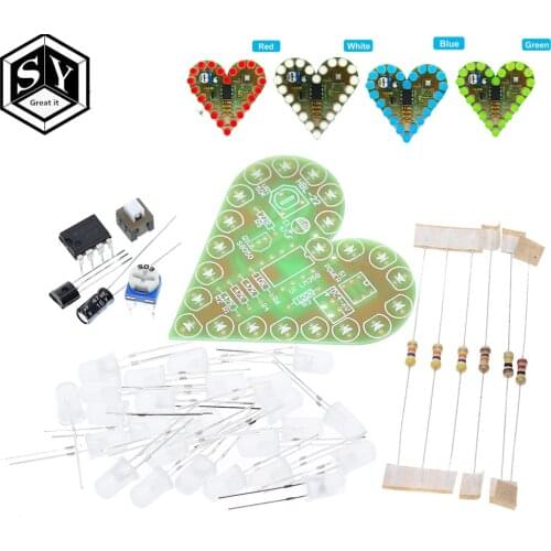 DIY Kit Heart Shape Breathing Lamp Kit DC 4V-6V Breathing LED Suite Red White Blue Green DIY Electronic Production for Learning