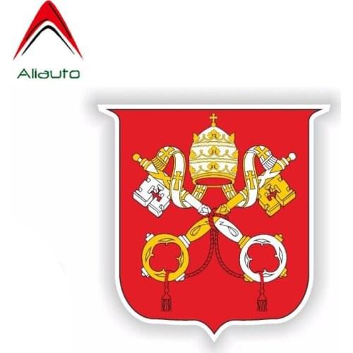 Aliauto Personality Car Sticker Vatican Coat of Arms Auto Decor PVC Decal Cover Scratches for Volvo Honda Civic Golf 4,11cm*11cm