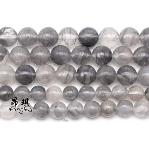 Natural Stone Gray Demon Crystal Round Loose Beads 4 6 8 10 12mm Pick Size Spacer For Jewelry Making DIY Bracelets Accessories