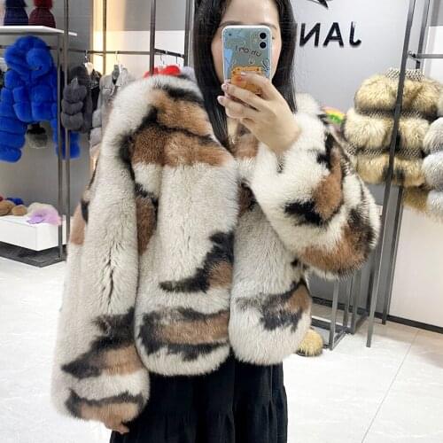 2021 New Arrival Real Fox Fur Jacket Fashion Leopard Fur Coat 5XL Plus Size 100% Natural Fur Womens Winter Coats