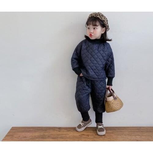 New Children Clothing Sets Fashion Winter Pullover Tutleneck Cotton-padded Coat+Pant Two Piece Kids Sets 2-7Yrs Toddler Clothes