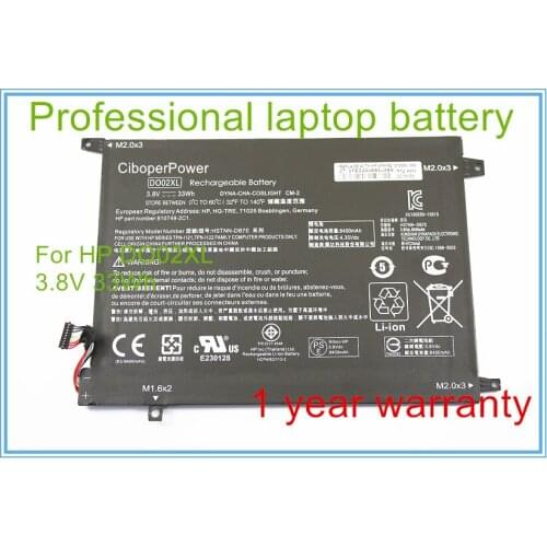 New Original Laptop Battery for DO02XL 810749-421 HSTNN-LB6Y TPN-I121 TPN-I122 810985-005 1ICP3/82-113-2 3.8V 33WH TABLET