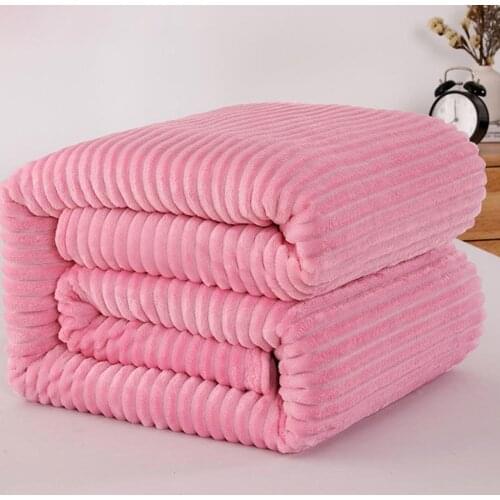 Blankets for Beds Solid Pink Color Soft Warm Plaid Square Flannel Blanket On the Bed Thickness Throw Blanket 200x230cm