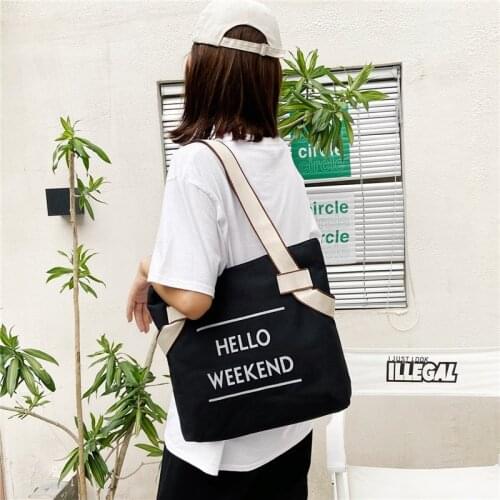 Solid Color Fashion Womens Bag Trendy Letter Print Shopping Bags Canvas Large Capacity Shoulder Bags Leisure Outdoor Handbags