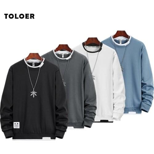 Autumn Mens Sweatshirt O-Neck Long Sleeve Male Hoodies Solid Color Casual Hip-Hop Streetwear Men Pullover Trendy Fashion 2021