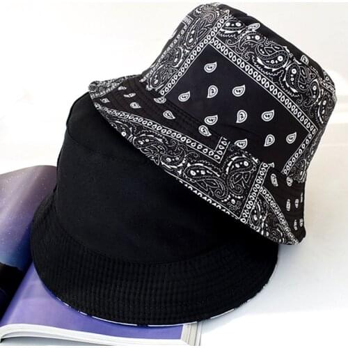 2021 New Fashion Vintage Print Bucket Hats Reversible Bob Chapeau Femme Hip hop Caps Gorro Men Fisherman Hat Summer Sun Hat