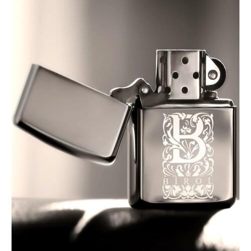 Personalized B Letter Gasoline Silver Gray Metal Lighter (Model 2)