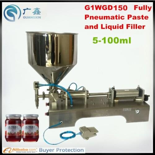 G1WGD100 Fully Pneumatic Semi-automatic Paste and Liquid filling machine,Cosmetic Piston Paste Filling Machine (5-100ml)