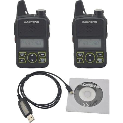 2pieces baofeng Walkie Talkie bf-t1 UHF 400-470MHz 20CH 1W Mini pocket Ham FM two way radio with Earpiece,USB programming cable