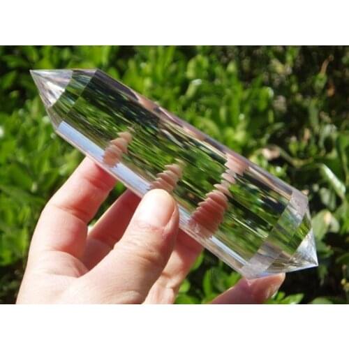 Stunning NATURAL VOGEL WATER CLEAR QUARTZ CRYSTAL 48 sided WAND POINT 288g