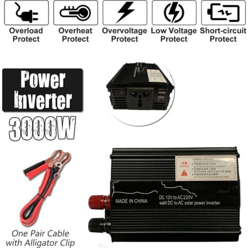 3000W High Power 12V To 220V Power Inverter With USB Port High Conversion Inverter Without Battery Power Converter