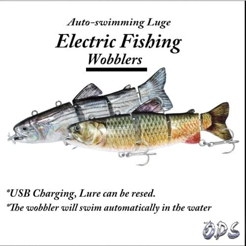 ODS Electric Lure Wobblers For Fishing 4-Segement Swimbait USB Rechargeable lure Crankbait Flashing LED light Fishing lure