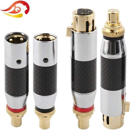 QYFANG 3Pin Carbon Fiber Stainless Steel Audio Plug XLR RCA jack Cannon Male/Female Jack Wire Connector Microphone Mixer Speaker
