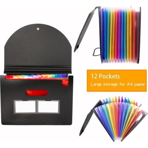 Expanding File Folder Document Paper Folder 12/24 Pockets Organizer Holder Office Stationery Accordion File A4 Paper Storage Box