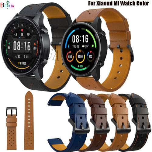 22mm Leather Strap Watchband Wristband For Xiaomi MI Watch Color Wriststrap Quick Releas Bracelet For Amazfit GTR 2e / GTR 47mm