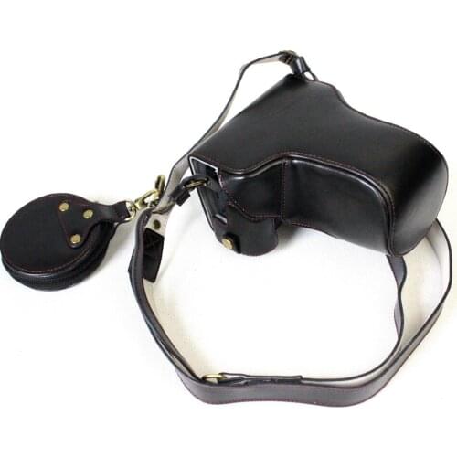 Deluxe Edition PU Leather Camera Bag Case Cover For Canon EOS M6 EOSM6 15-45mm 18-150mm Lens With Strap Open Battery Design